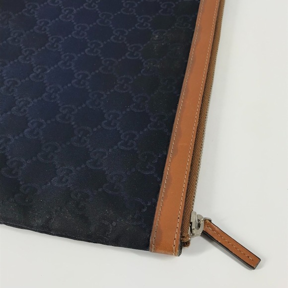 GUCCI 286209 GG logo all-over pattern pouch bag clutch leather nylon men's - Picture 9 of 10